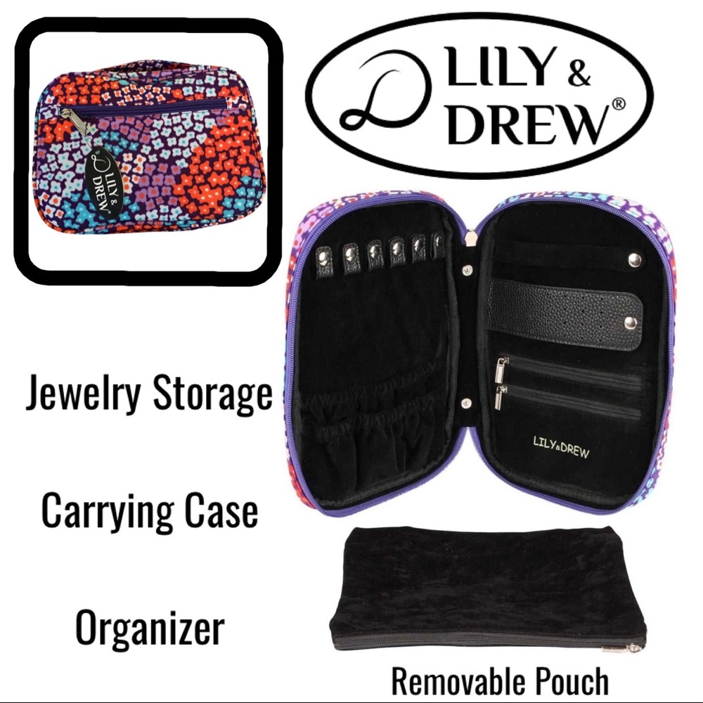 Lilly & Drew Jewelry Storage Carrying Case floral colorful print  NWT - Picture 3 of 7
